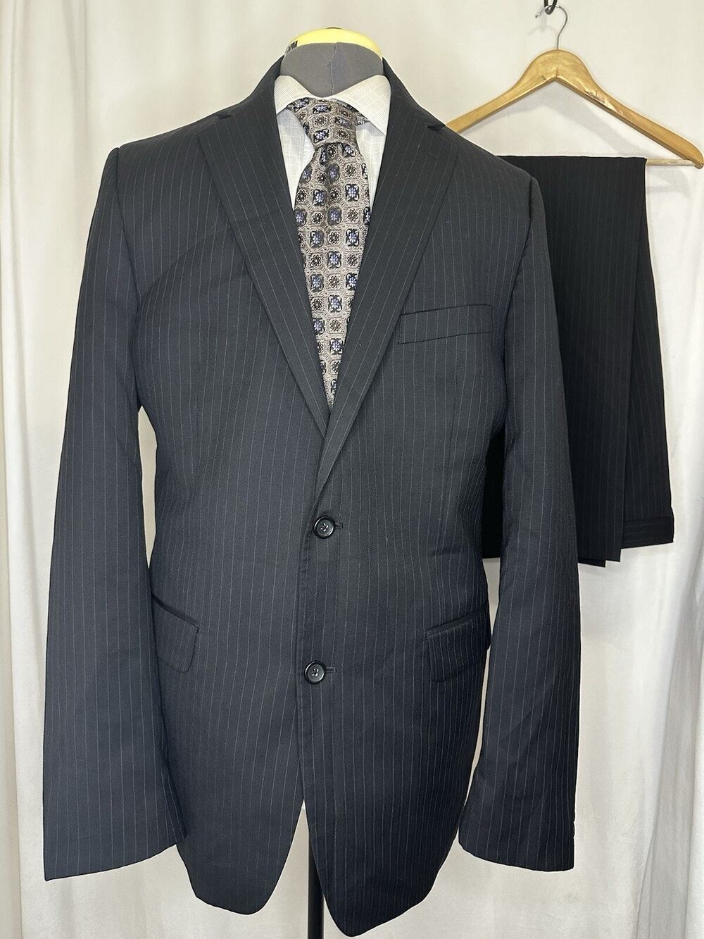Pronto Uomo 42L Suit 37x36 2 Piece Gray Wool Mens Large Blazer Sport Coat Jacket